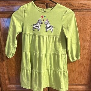 J. Khaki Lime Green Kids Casual Dress with Zebra Design